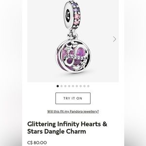💜Glittering Infinity Hearts & Stars Dangle Charm💜Fits All Pandora Bracelets💜